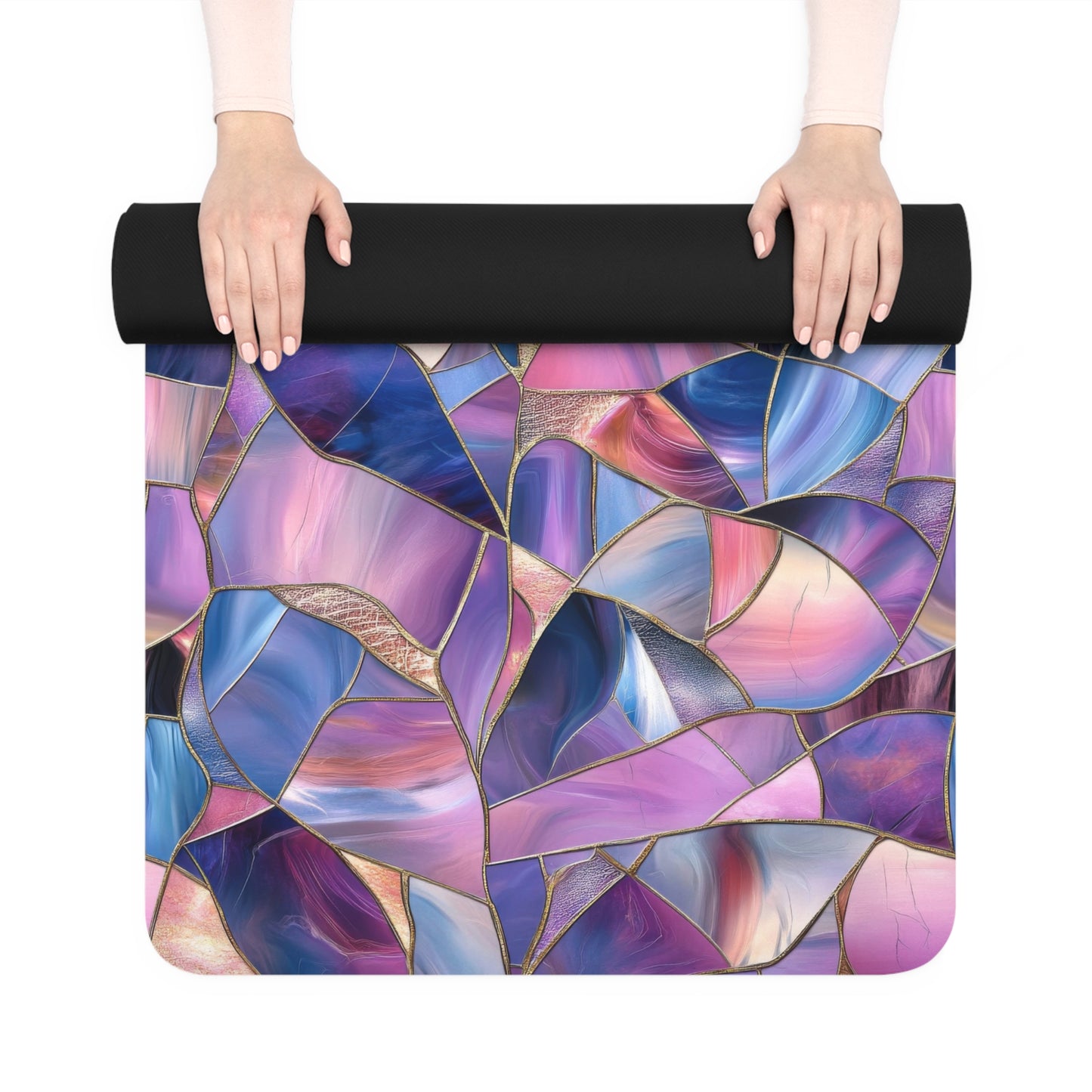 Purple Iris Abstract Rubber Yoga Mat