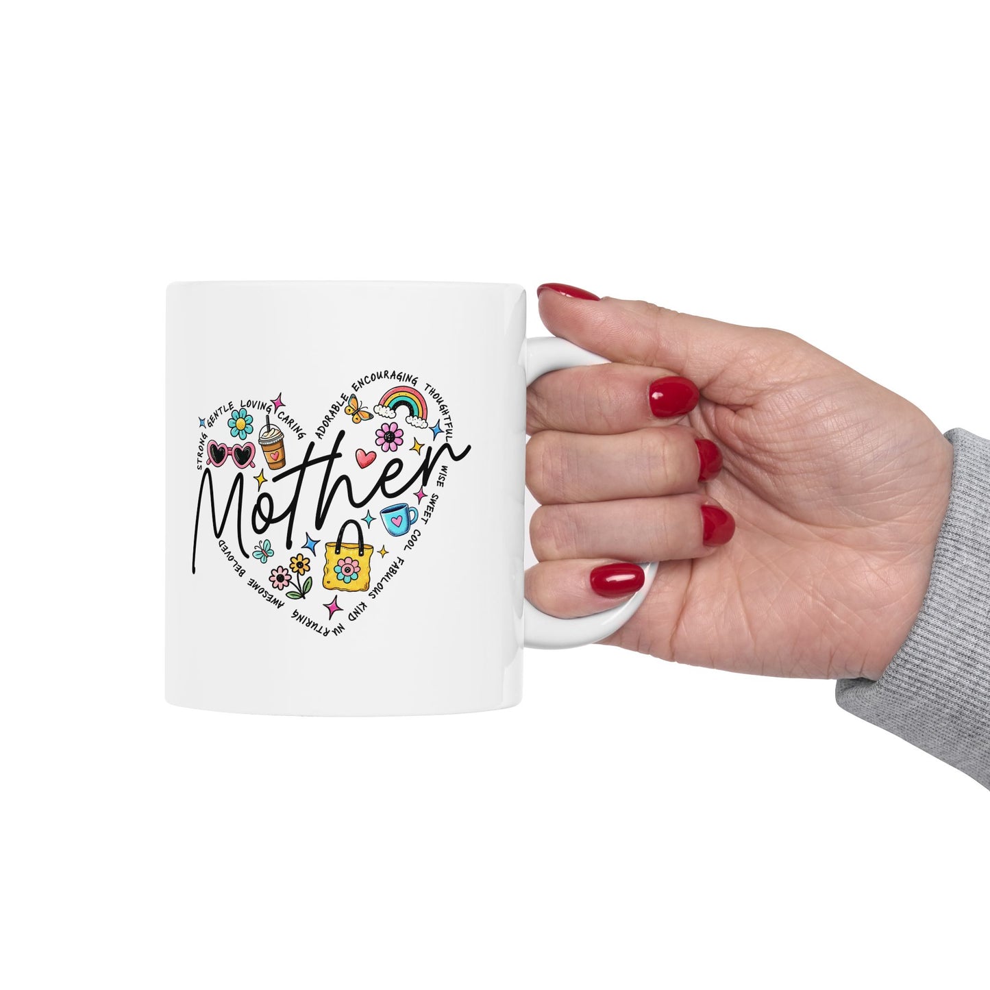 Mom Heart Floral Ceramic Mug
