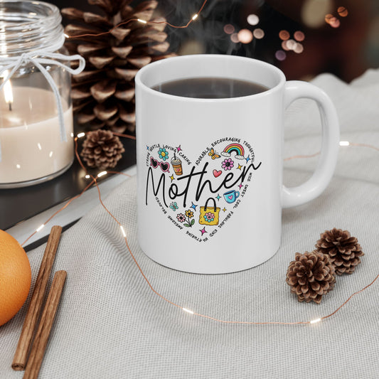 Mom Heart Floral Ceramic Mug