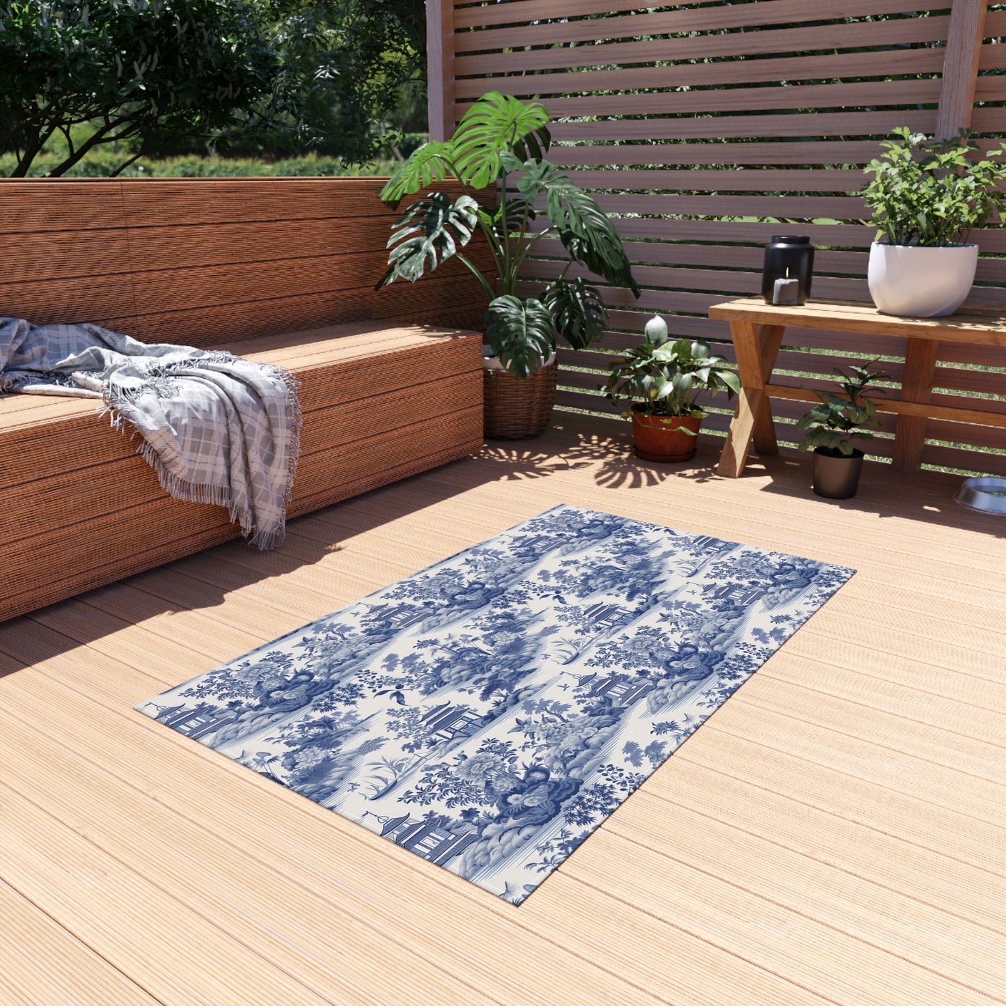 Blue Chinoiserie Outdoor Rug