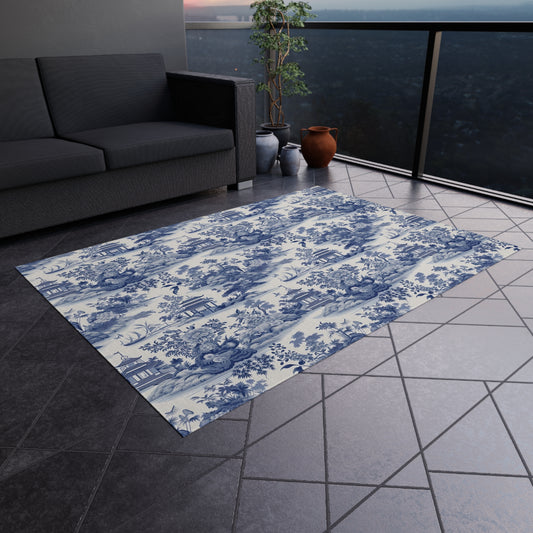 Blue Chinoiserie Outdoor Rug