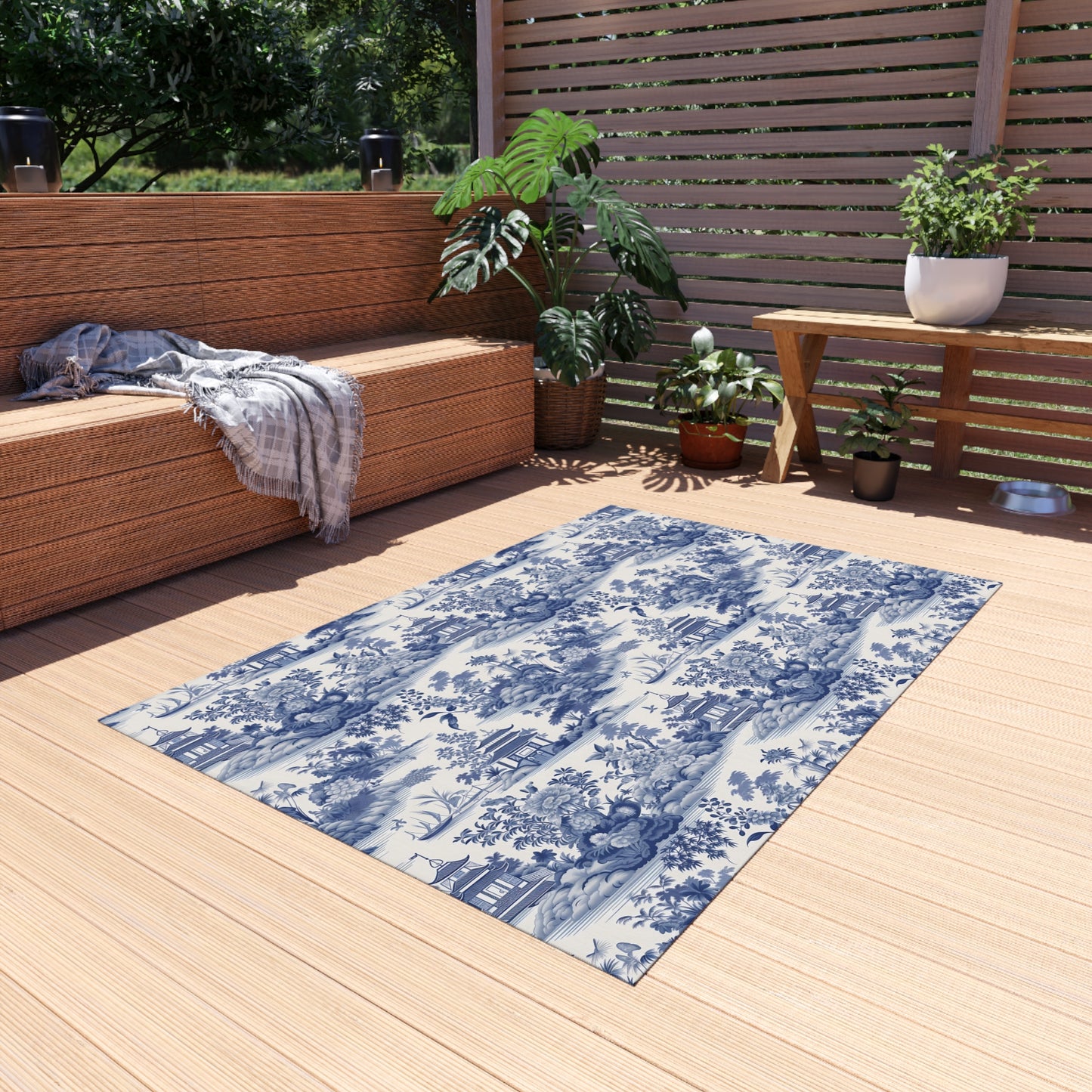 Blue Chinoiserie Outdoor Rug