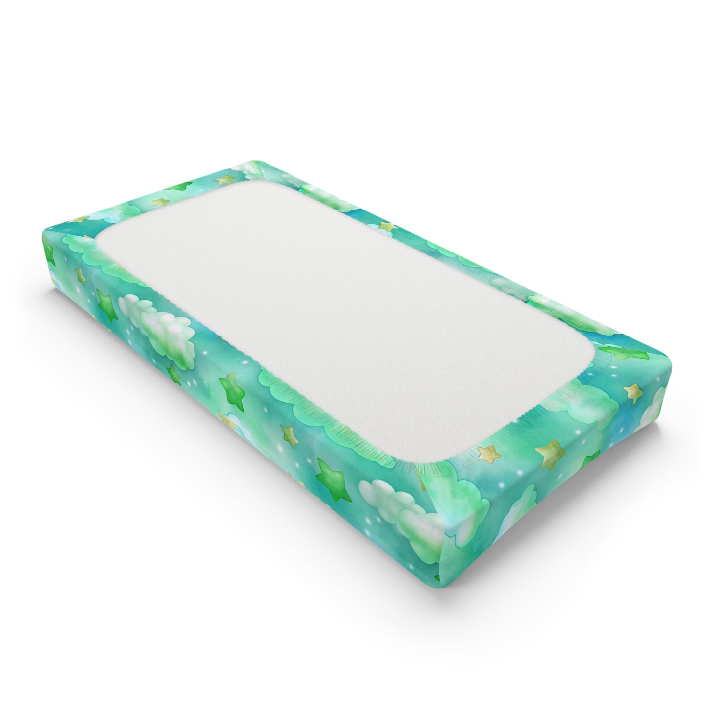 Dreamy Green Clouds & Stars Nursery Waterproof Cover