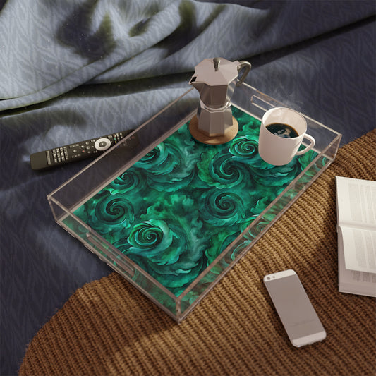 Emerald Swirl Acrylic Serving Tray
