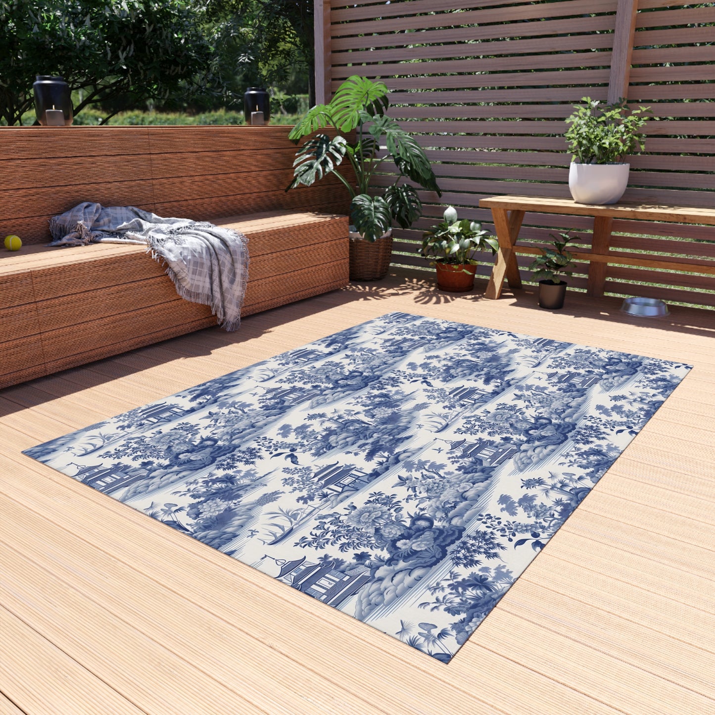 Blue Chinoiserie Outdoor Rug