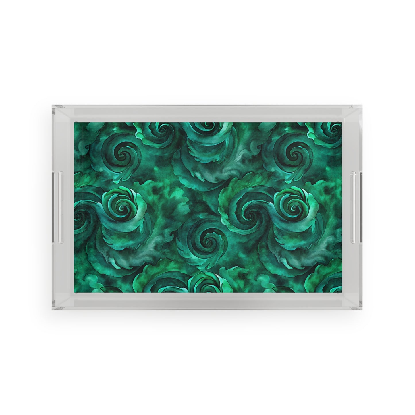 Emerald Swirl Acrylic Serving Tray