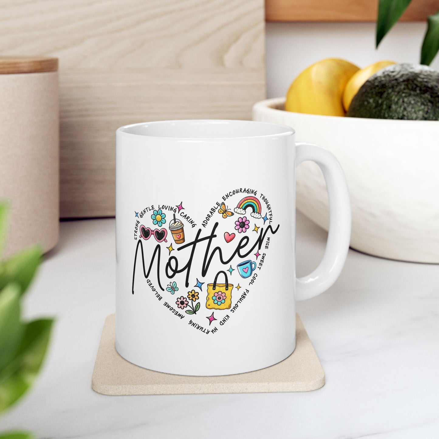 Mom Heart Floral Ceramic Mug