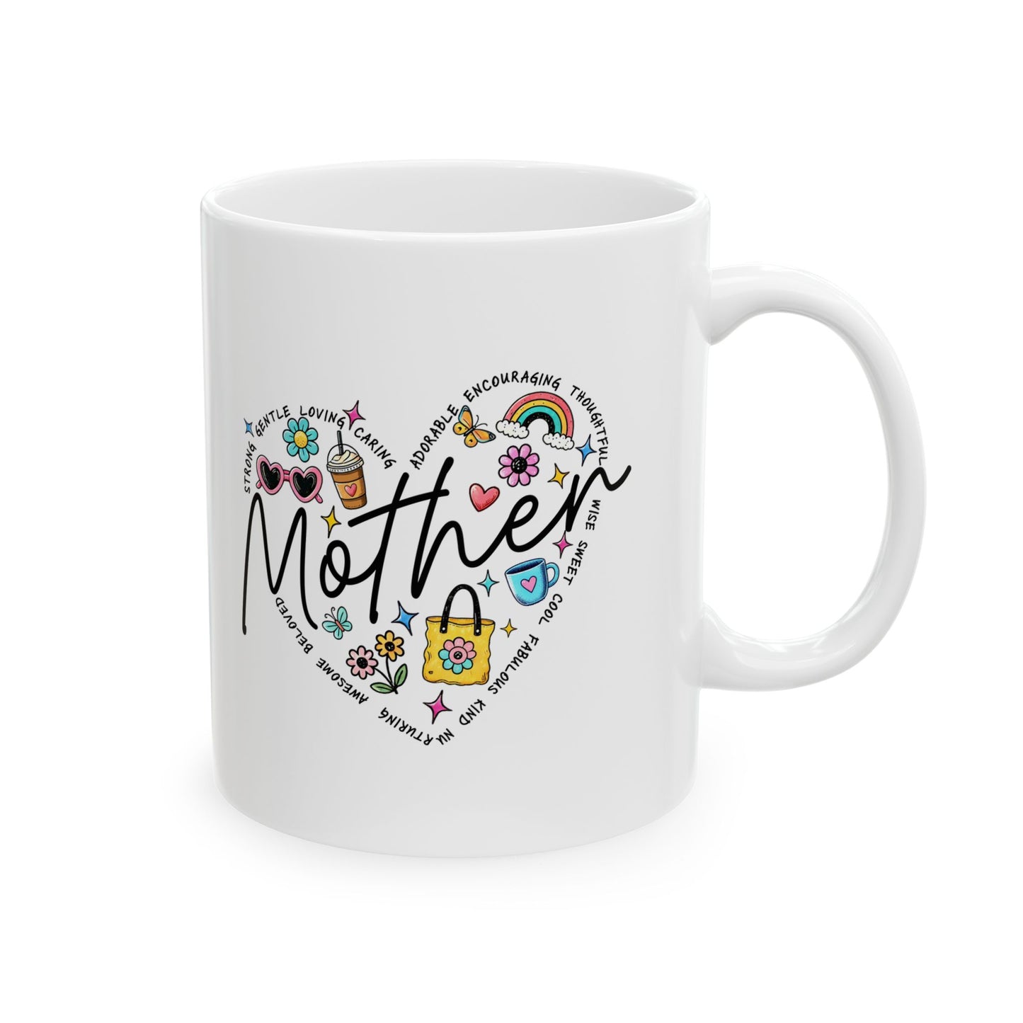 Mom Heart Floral Ceramic Mug