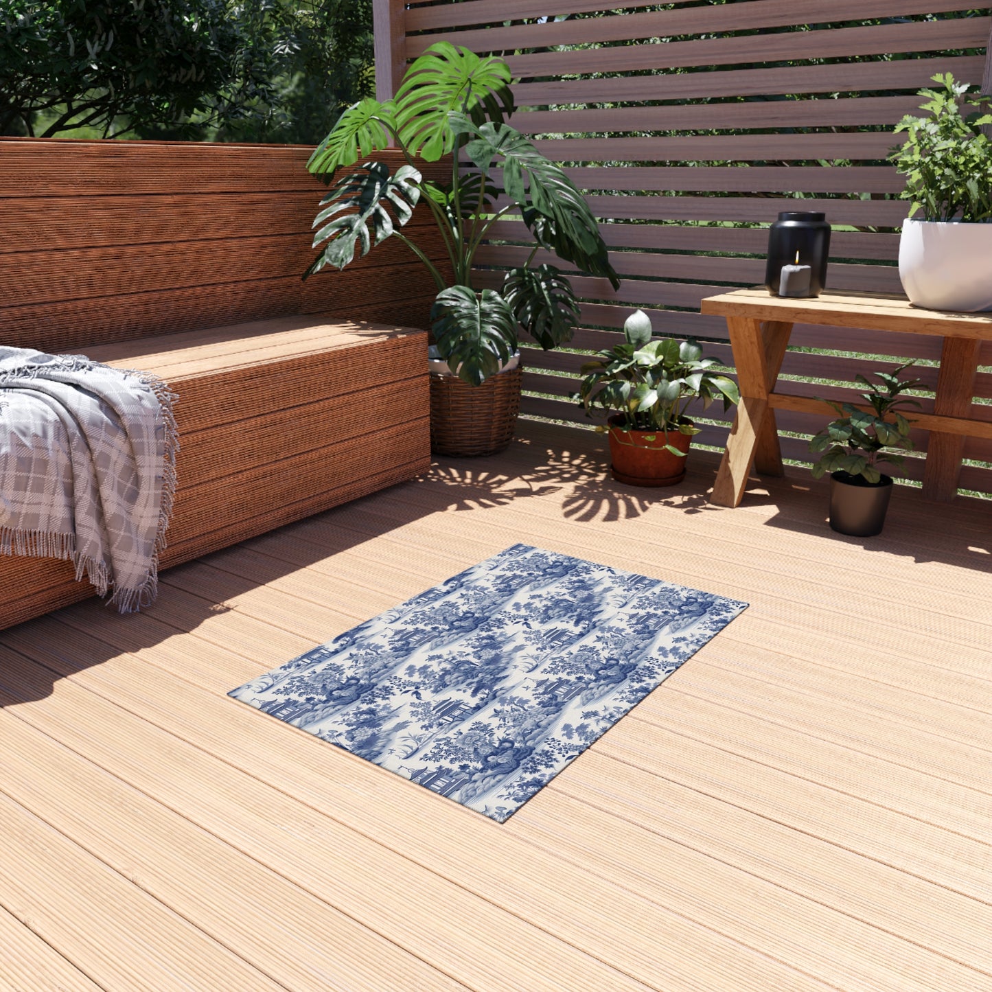 Blue Chinoiserie Outdoor Rug